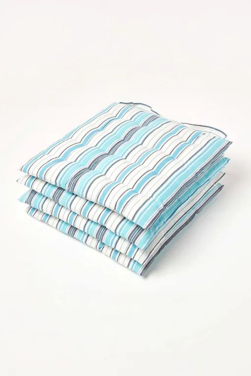 4 pack seat pads cotton blue striped indoor outdoor garden cushion 40cm d4c2c50f